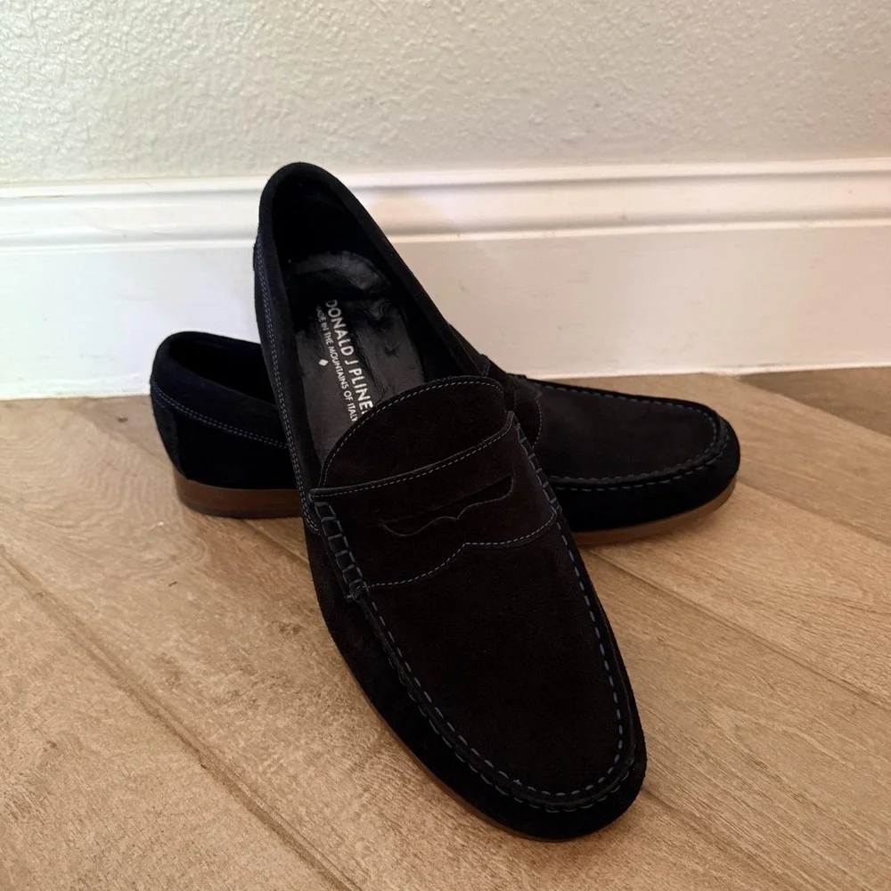 Donald J Pliner Nicola Shoes Mens 11 Deep Blue Suede Slip On Made Italy HOCO